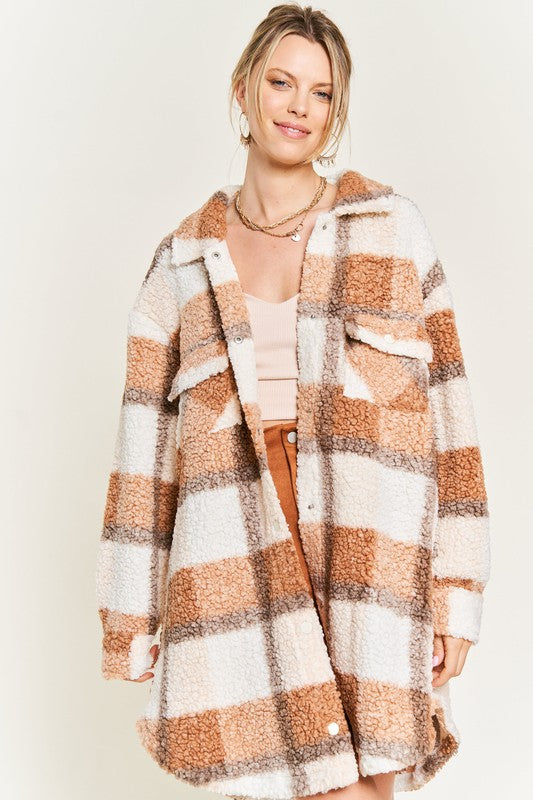 PLUS - Plaid Teddy Jacket