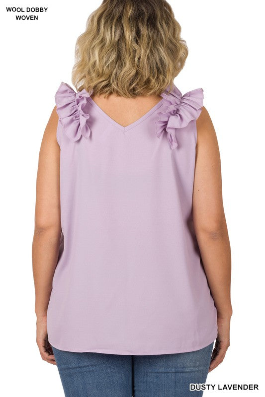PLUS - Ruffle Sleeveless Top