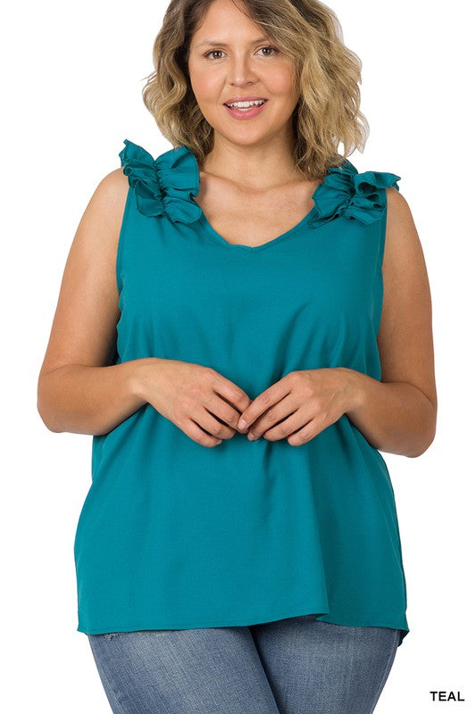 PLUS - Ruffle Sleeveless Top