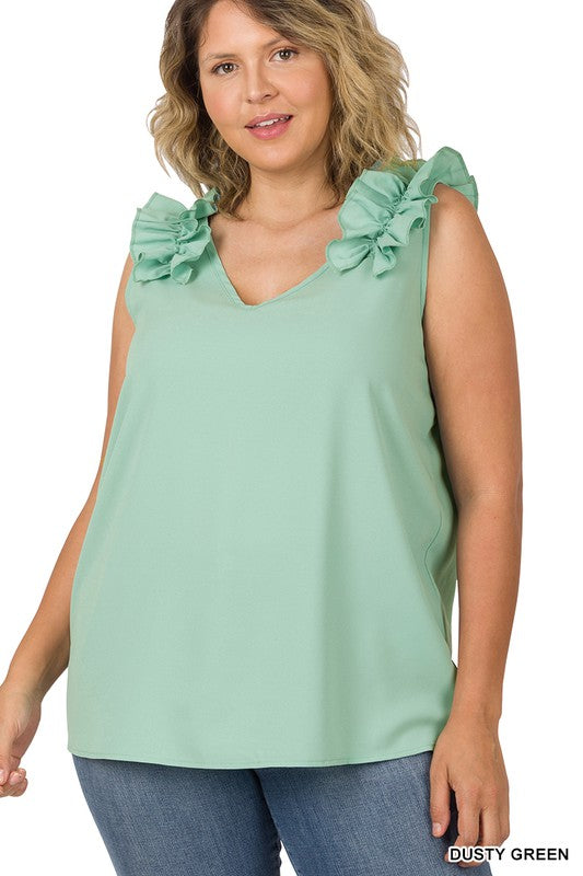 PLUS - Ruffle Sleeveless Top