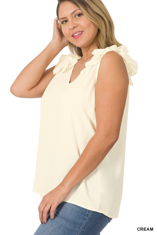 PLUS - Ruffle Sleeveless Top