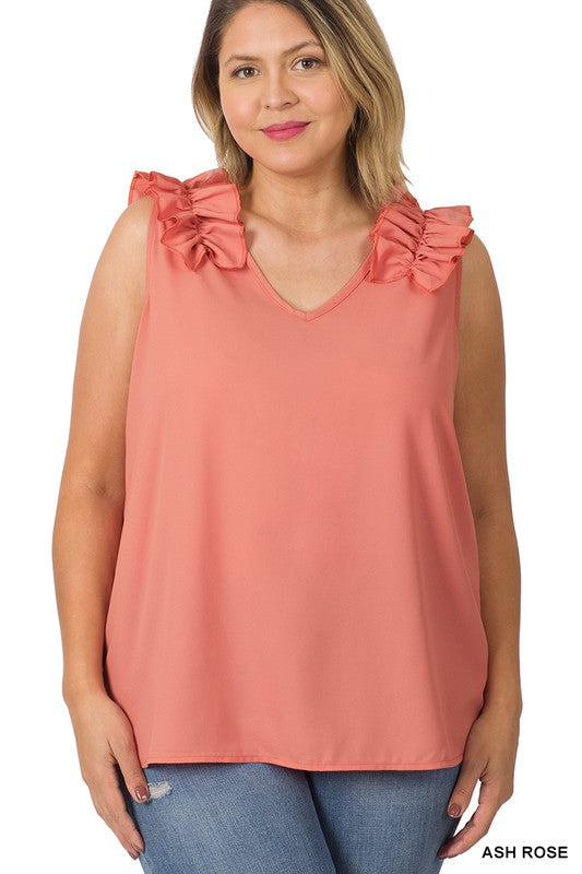 PLUS - Ruffle Sleeveless Top