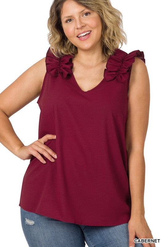 PLUS - Ruffle Sleeveless Top