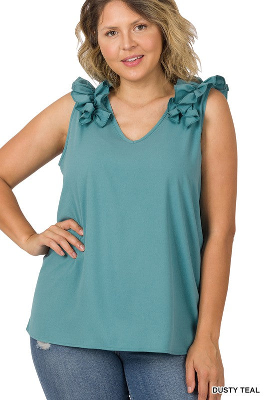 PLUS - Ruffle Sleeveless Top