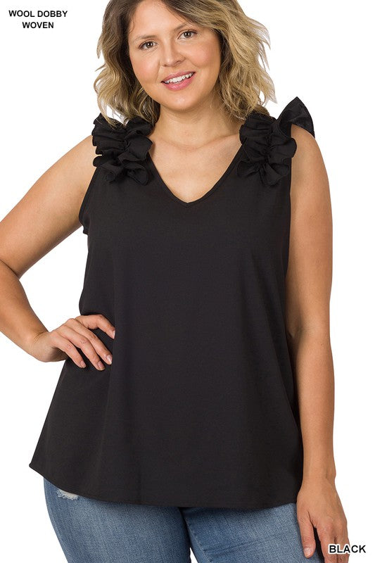 PLUS - Ruffle Sleeveless Top