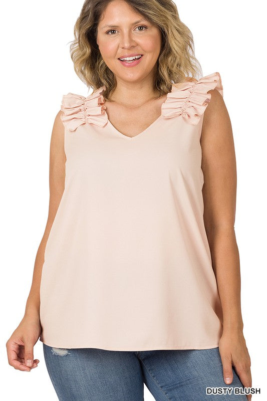 PLUS - Ruffle Sleeveless Top