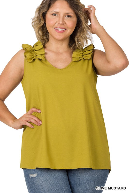 PLUS - Ruffle Sleeveless Top