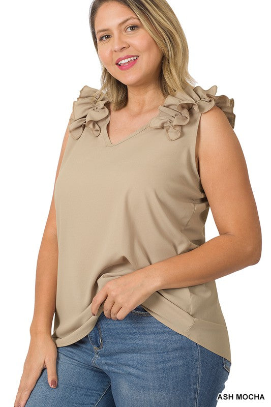 PLUS - Ruffle Sleeveless Top