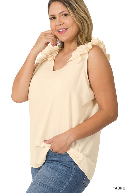 PLUS - Ruffle Sleeveless Top