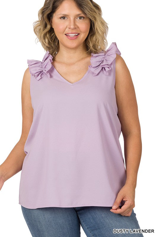 PLUS - Ruffle Sleeveless Top