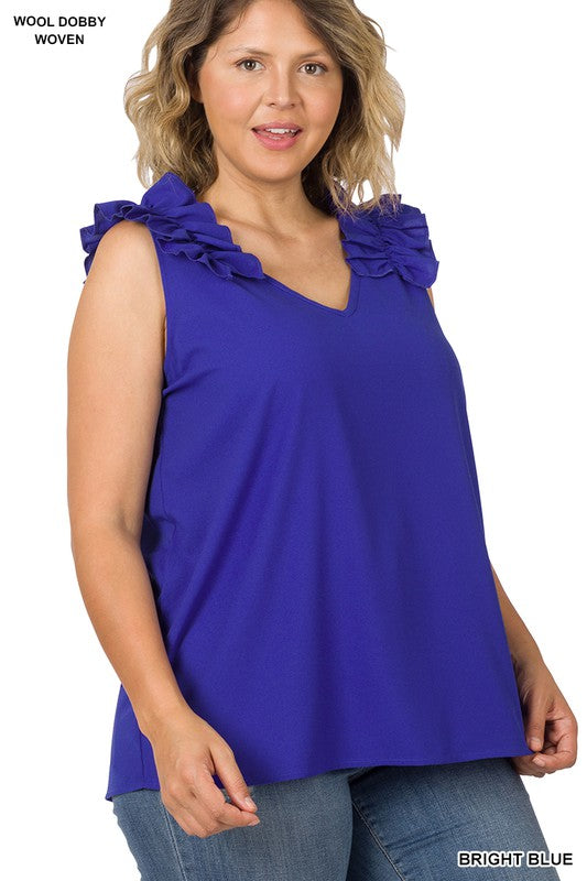 PLUS - Ruffle Sleeveless Top