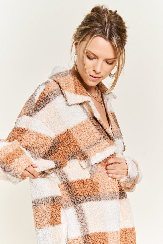 PLUS - Plaid Teddy Jacket