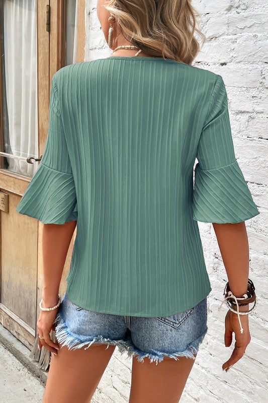V Neck Textured Top