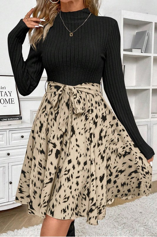 Ribbed Knit, Belted Dress