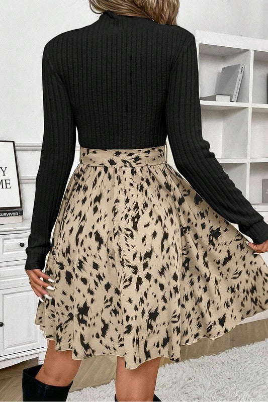 Ribbed Knit, Belted Dress