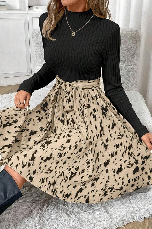 Ribbed Knit, Belted Dress