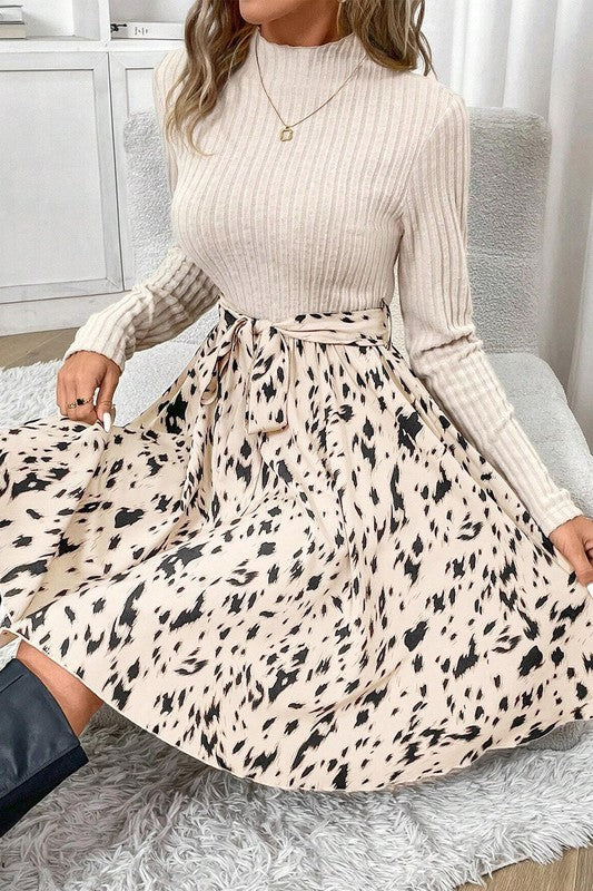 Ribbed Knit, Belted Dress