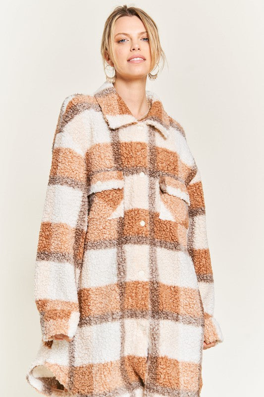 PLUS - Plaid Teddy Jacket