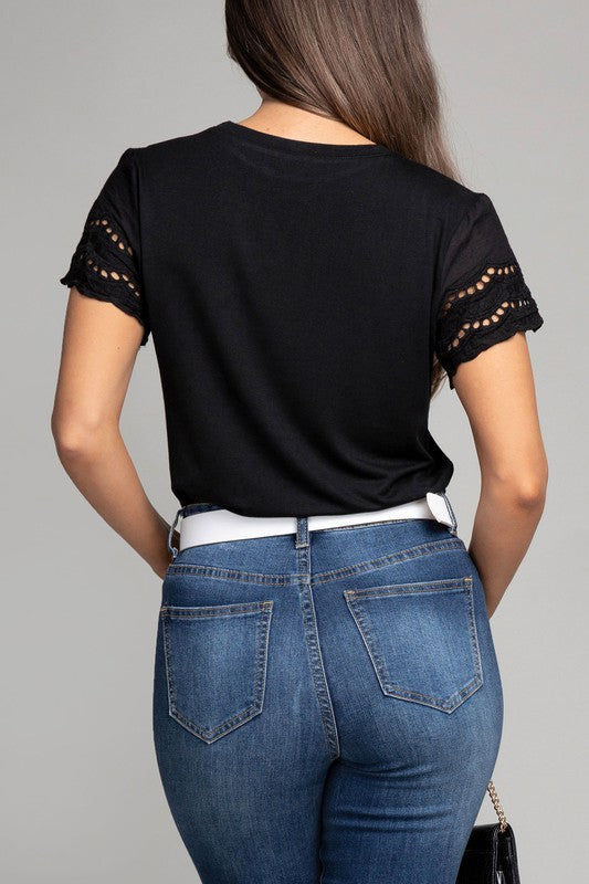 Eyelet Sleeve Tee