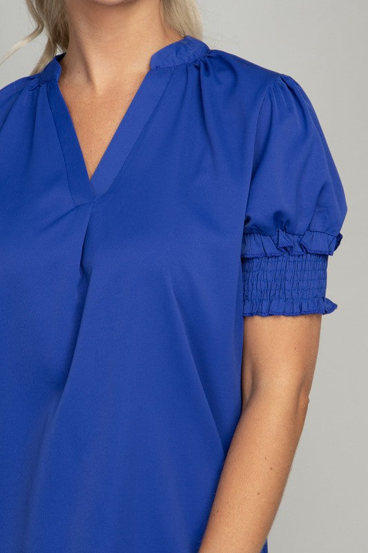Blue Collar Puff Sleeve Top