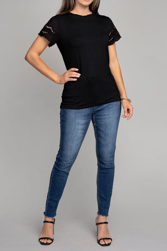Eyelet Sleeve Tee
