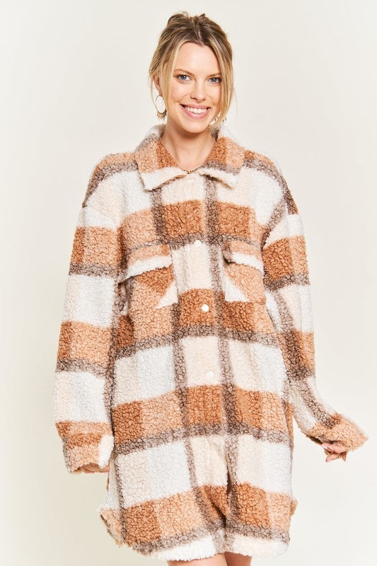 PLUS - Plaid Teddy Jacket