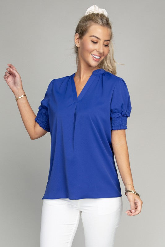 Blue Collar Puff Sleeve Top