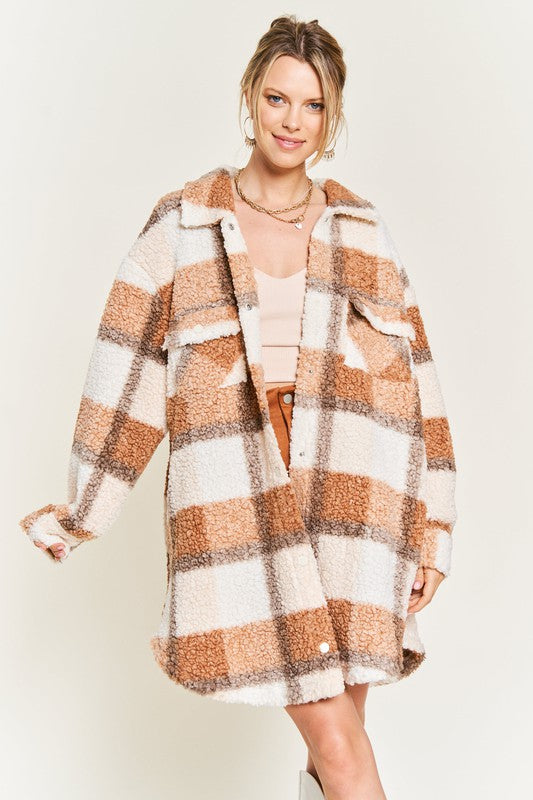 PLUS - Plaid Teddy Jacket