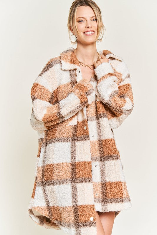 PLUS - Plaid Teddy Jacket