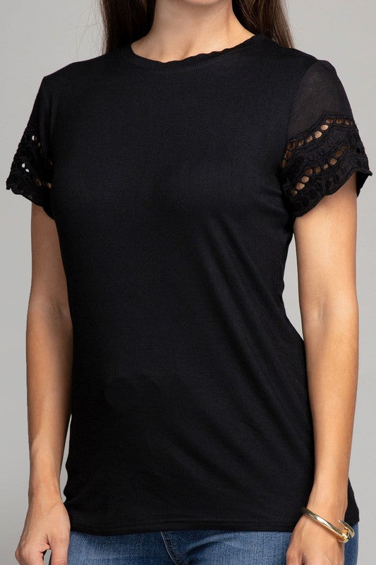 Eyelet Sleeve Tee