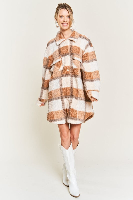 PLUS - Plaid Teddy Jacket