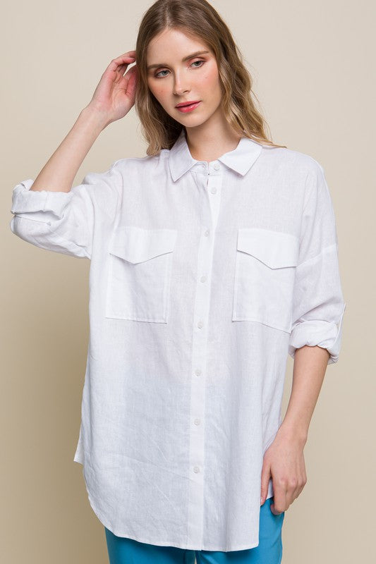 Linen Oversized Button Down Shirt