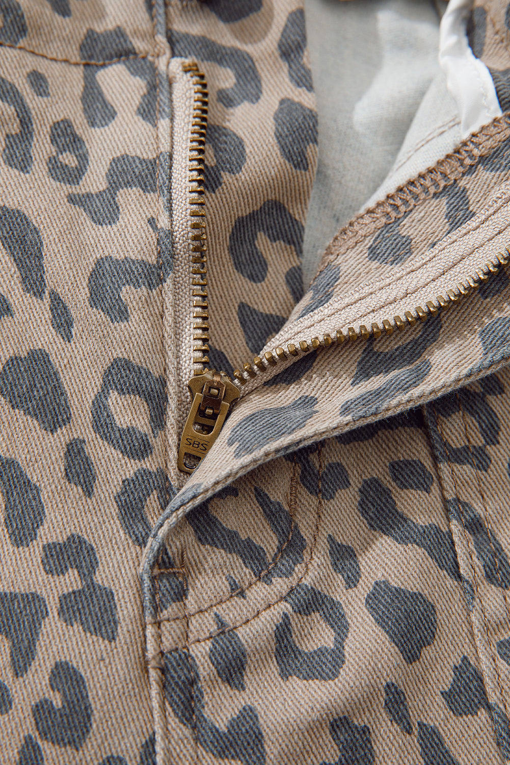 Leopard Print Drawstring Barrel Jeans