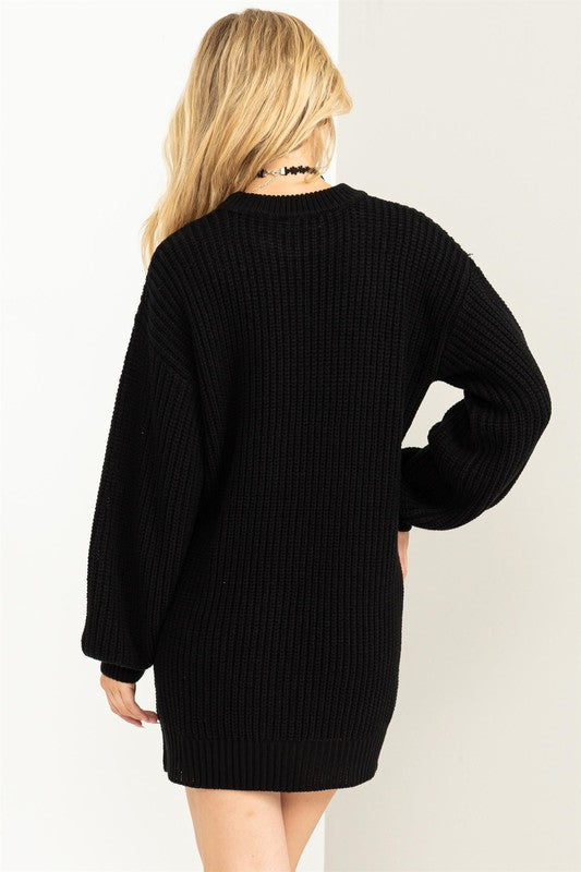 Cable-Knit Mini Sweater Dress