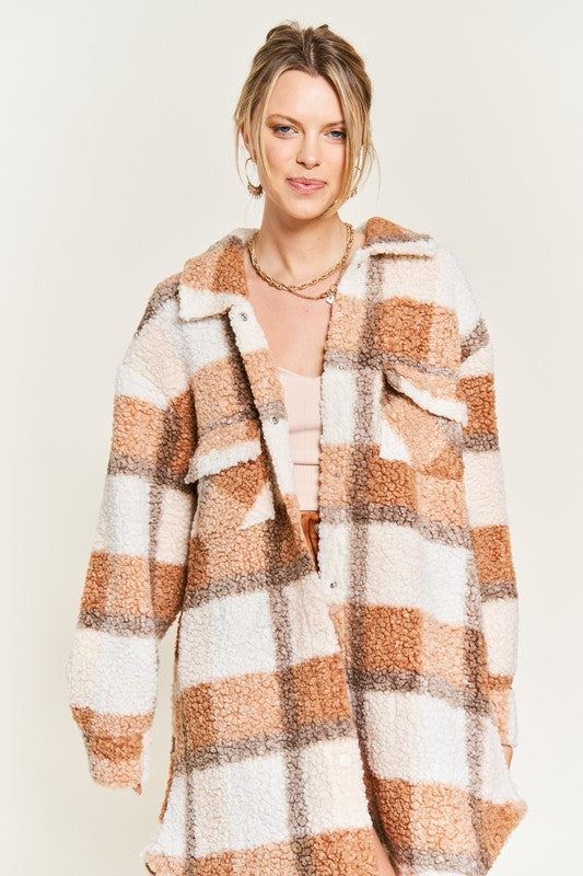 PLUS - Plaid Teddy Jacket